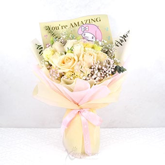 SNBQ2505 Melody Blooms (7 Champagne Roses You re Amazing My Melody Bouquet)