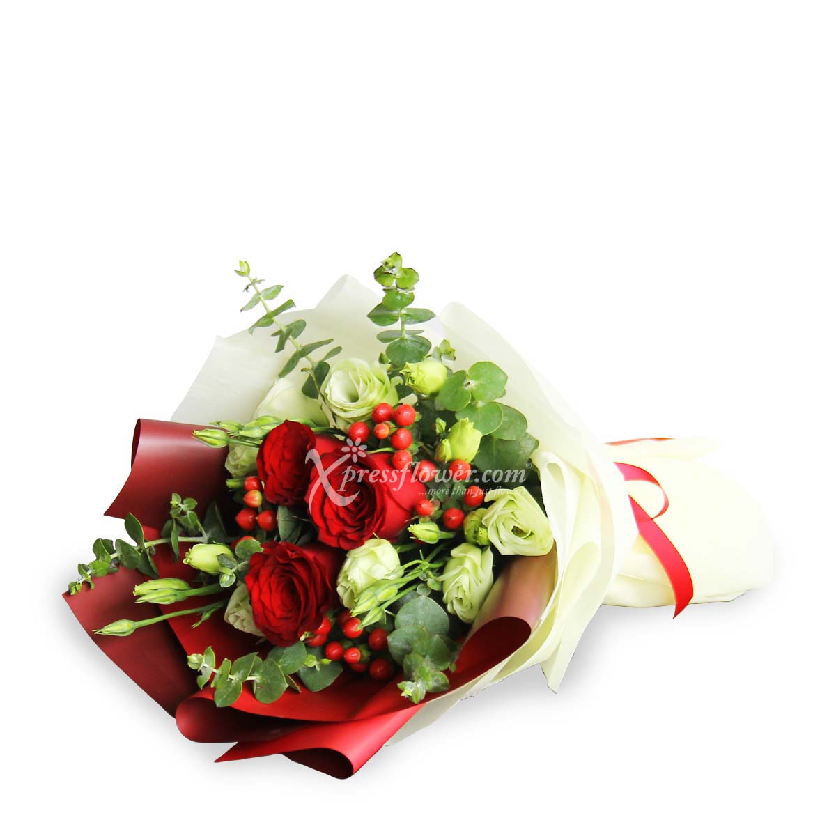 ud1801 Sweet Happiness 3 Red Roses with Awesomely Chocolate Udders Ice Cream 1b