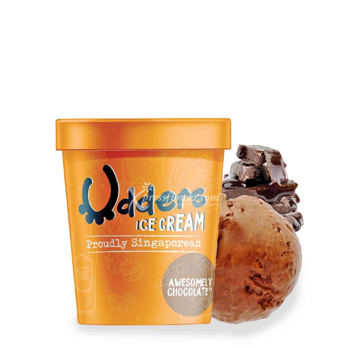 ud1801 Sweet Happiness 3 Red Roses with Awesomely Chocolate Udders Ice Cream 1c