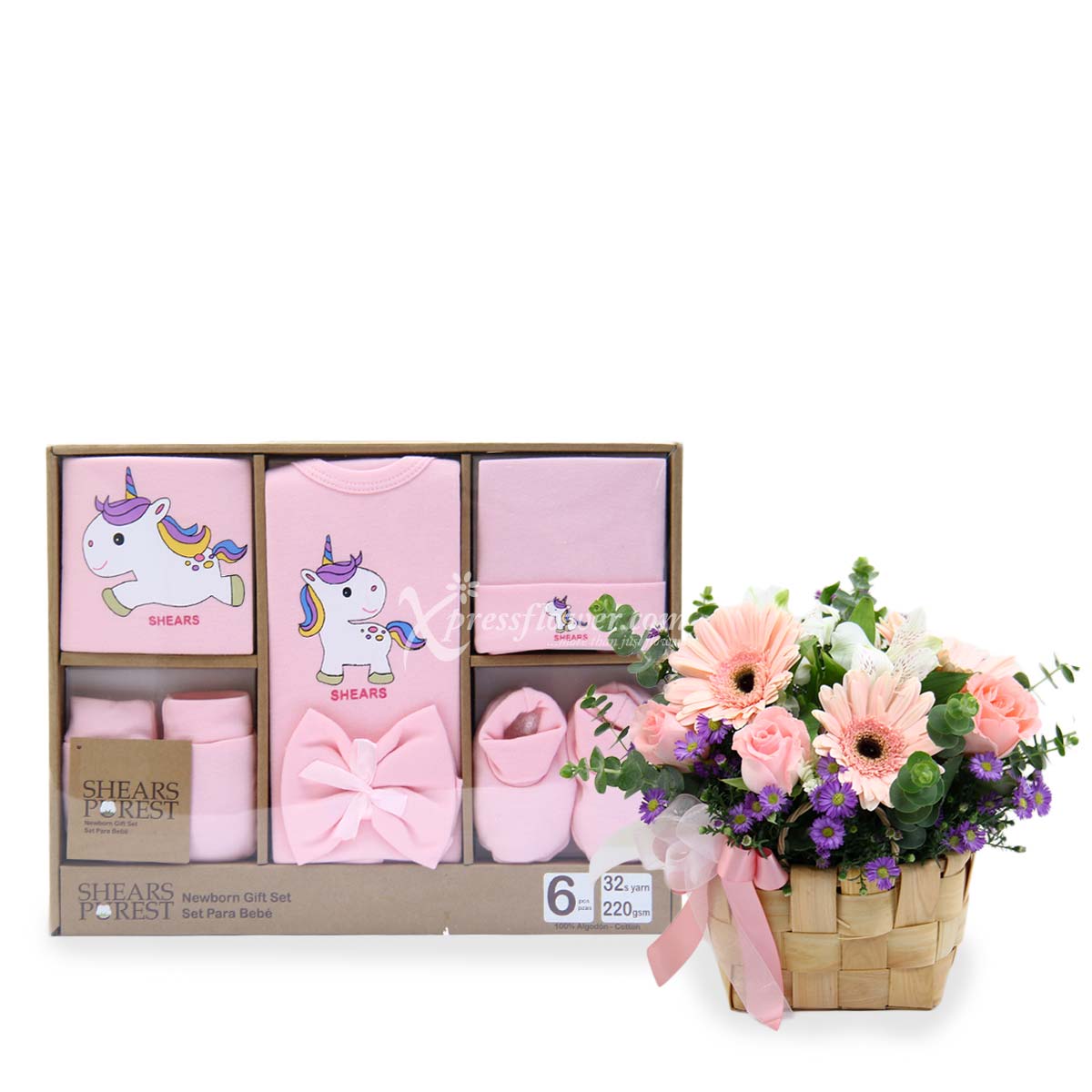 Girl Power (6 Pink Gerberas & 6 Pink Roses with Shears Purest 6pcs Gift Set)