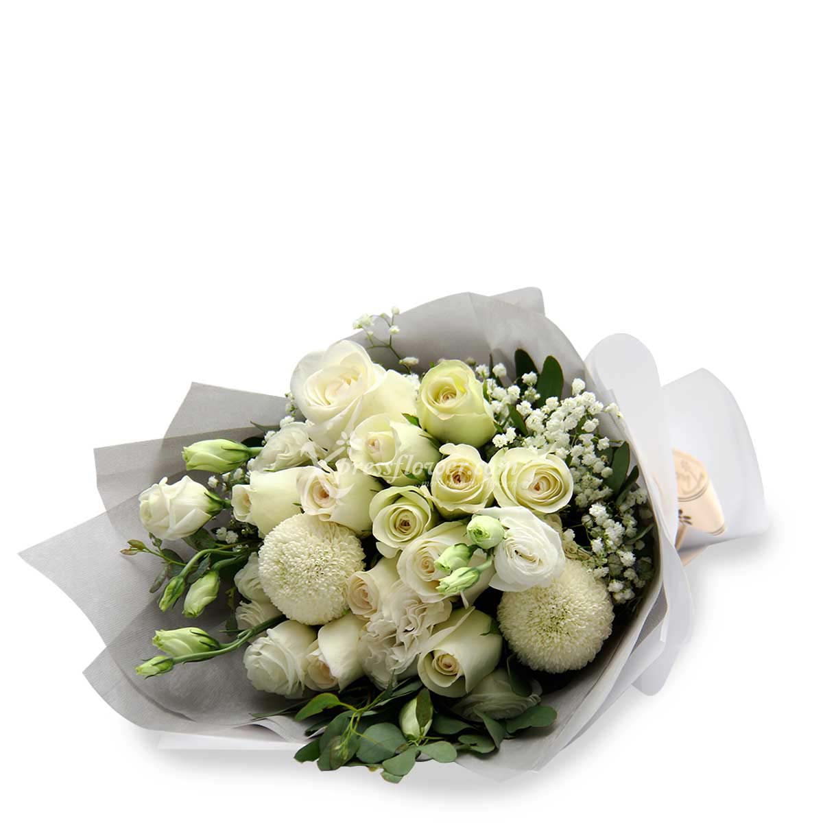 acn1901 cancer moonchild 12 White Roses 3 White Ping Pong Chrysanthemum 1b