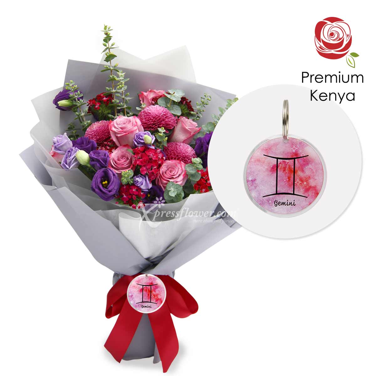 Charming Gemini (6 Yam Roses & 3 Ping Pong Chrysanthemum)