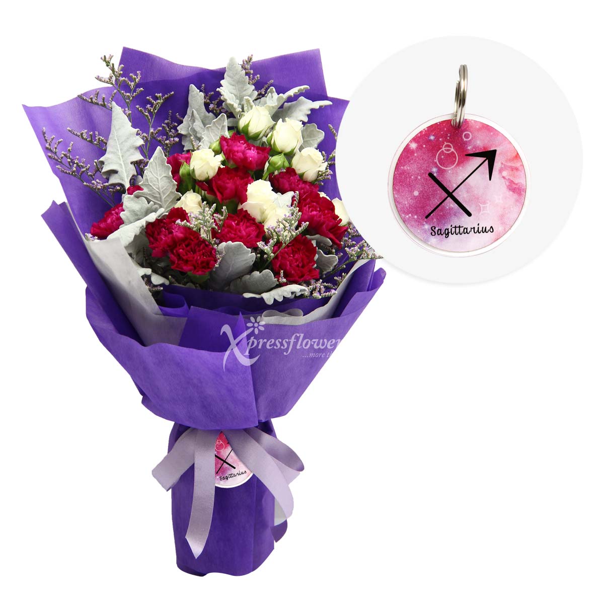 Adventurous Sagittarius (12 Purple Carnations)