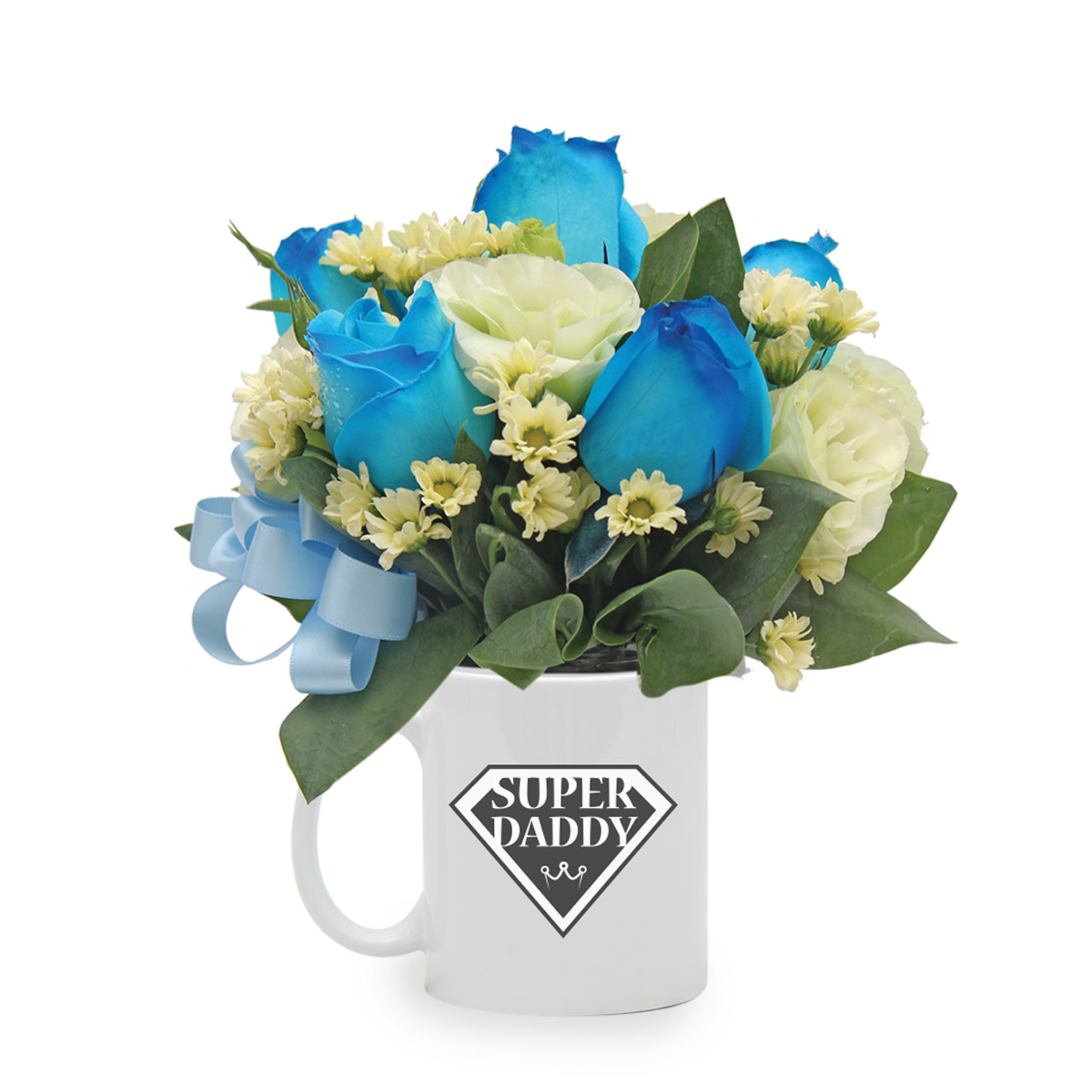 Devoted Dad (6 Blue Roses with Cornerstone Cabernet Sauvignon)