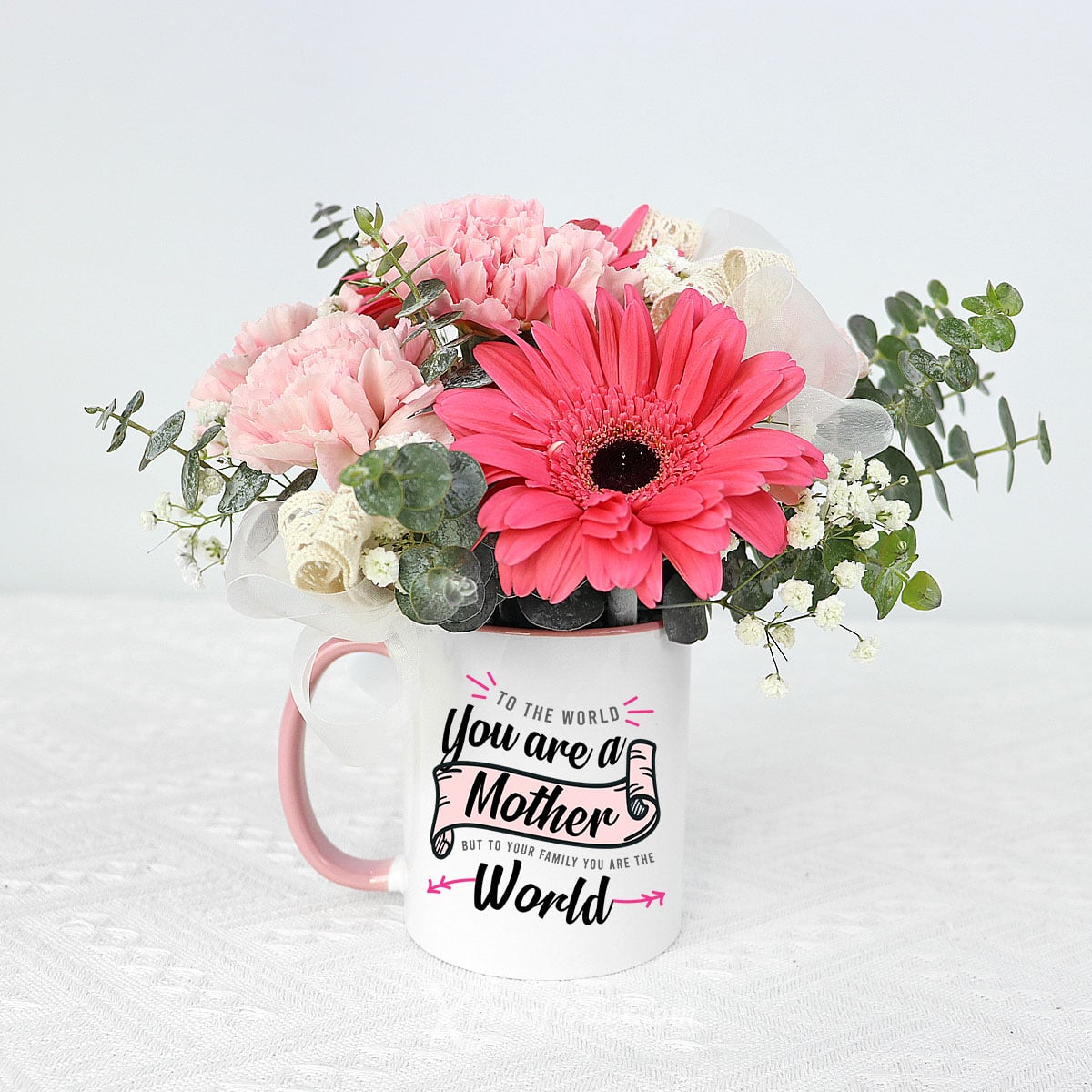 Empress Blush (4 Pink Carnations & 2 Pink Gerberas)