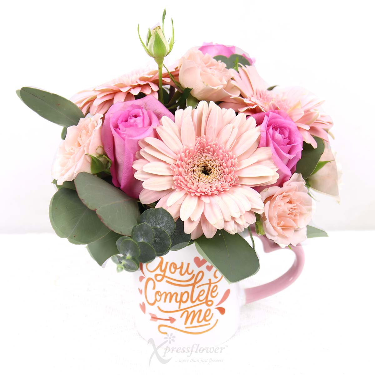 KS2501 Delightful Petals 3 Dark Pink Roses & 3 Light Pink Gerberas 1b