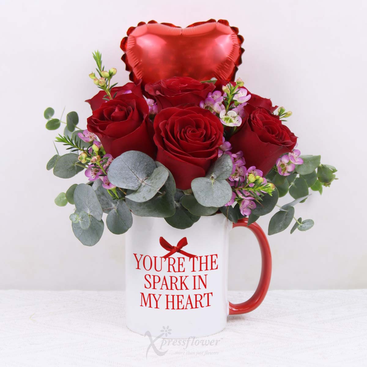 Hearty Charms (6 Red Roses with Mini Heart Balloon)