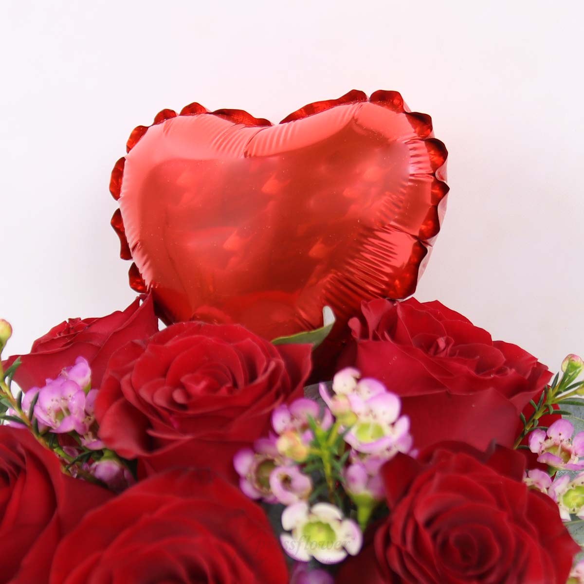 KS2502 Hearty Charms 6 Red Roses with Mini Heart Balloon 1c