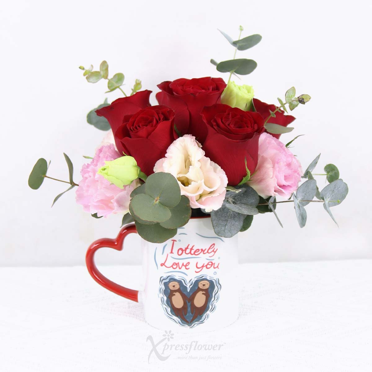 Cheeky Romance (6 Red Roses with "I Otterly Love You" Mug)