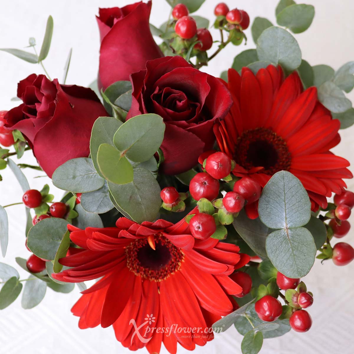 snmg2301 captivating confidante 3 red roses 2 gerberas with sanrio mug new 1c