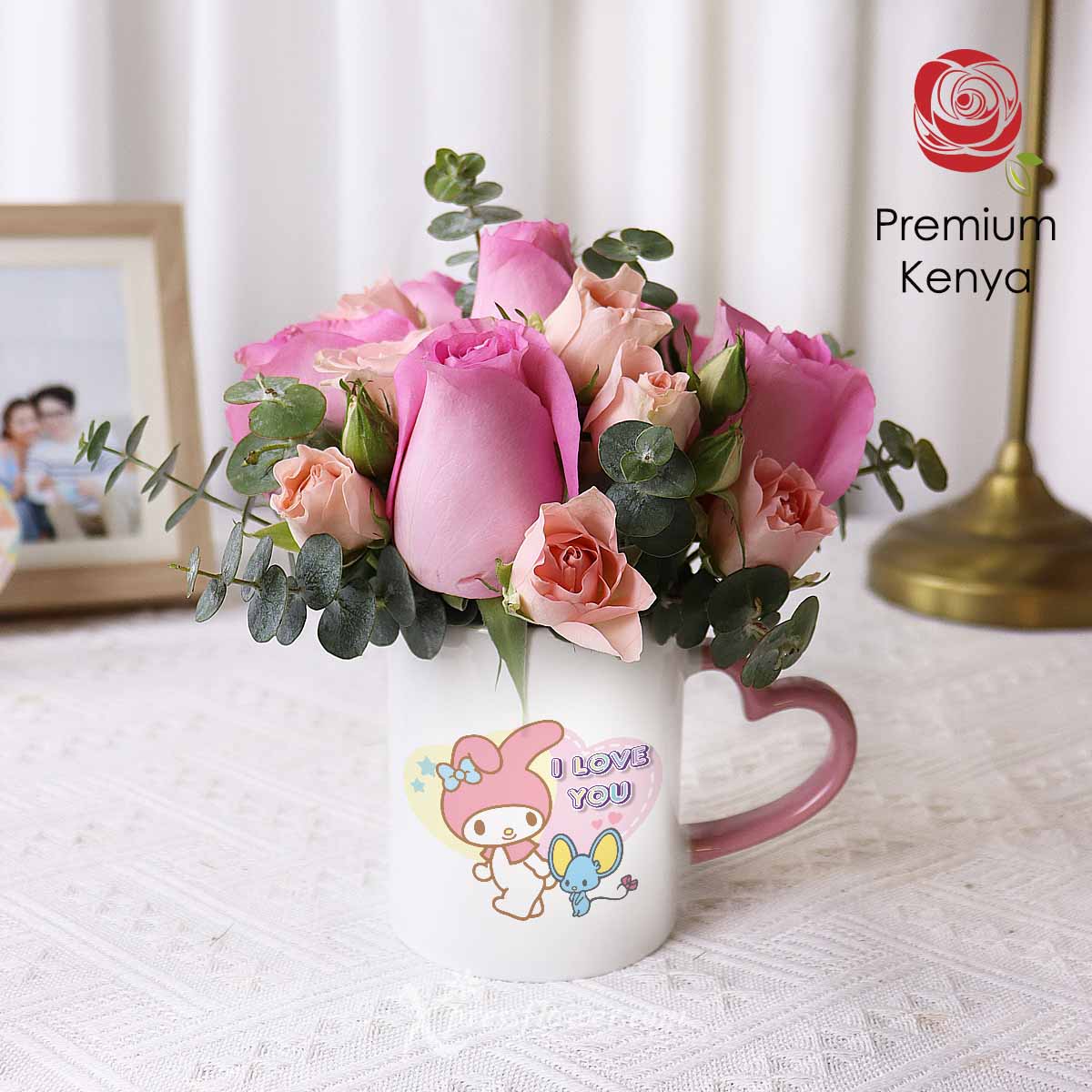 SNMG2302 Charming Melody (6 Dark Pink Roses with Sanrio Mug) 3a