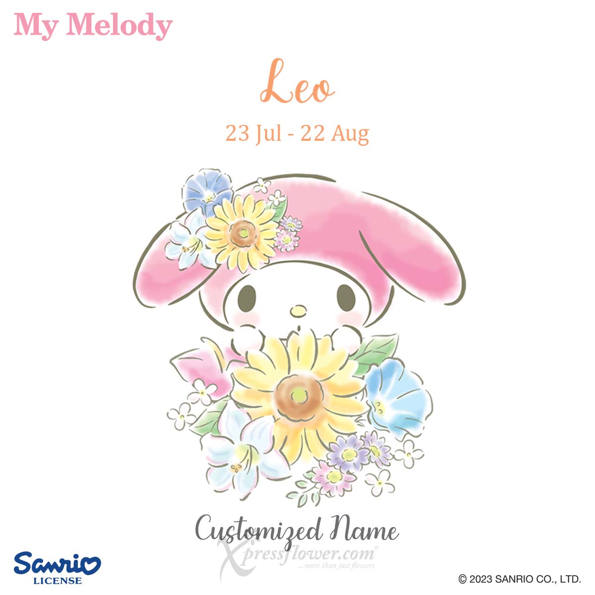 SNMG2304 Sunny Leo (Sunflower with My Melody Personalised Mug - Leo) 1c