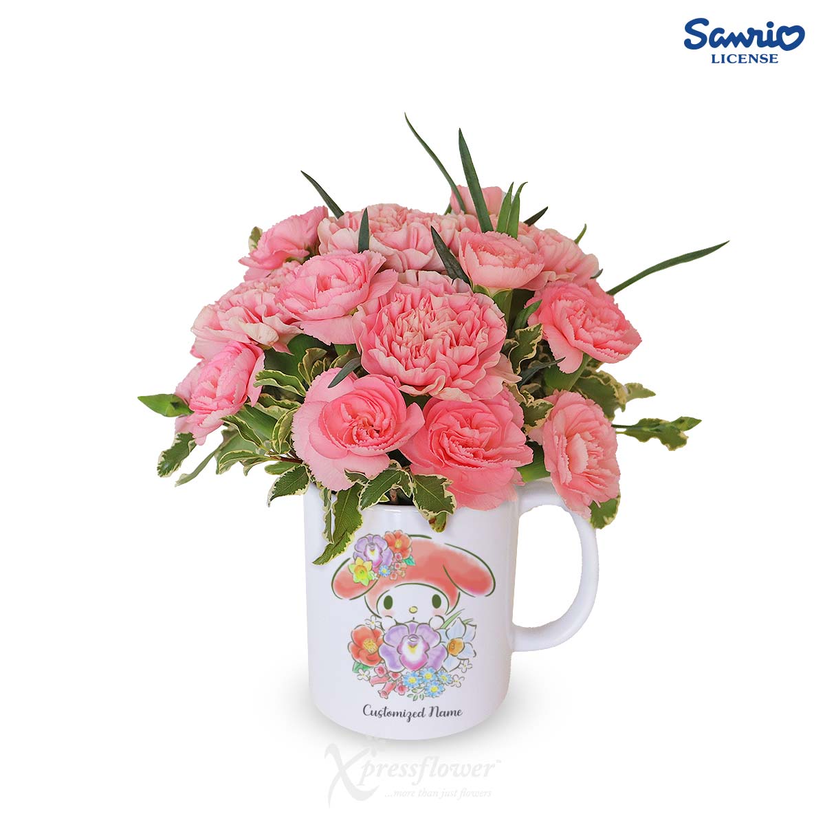 Capricorn Creations (6 Pink Carnations with My Melody Personalised Mug - Capricorn)