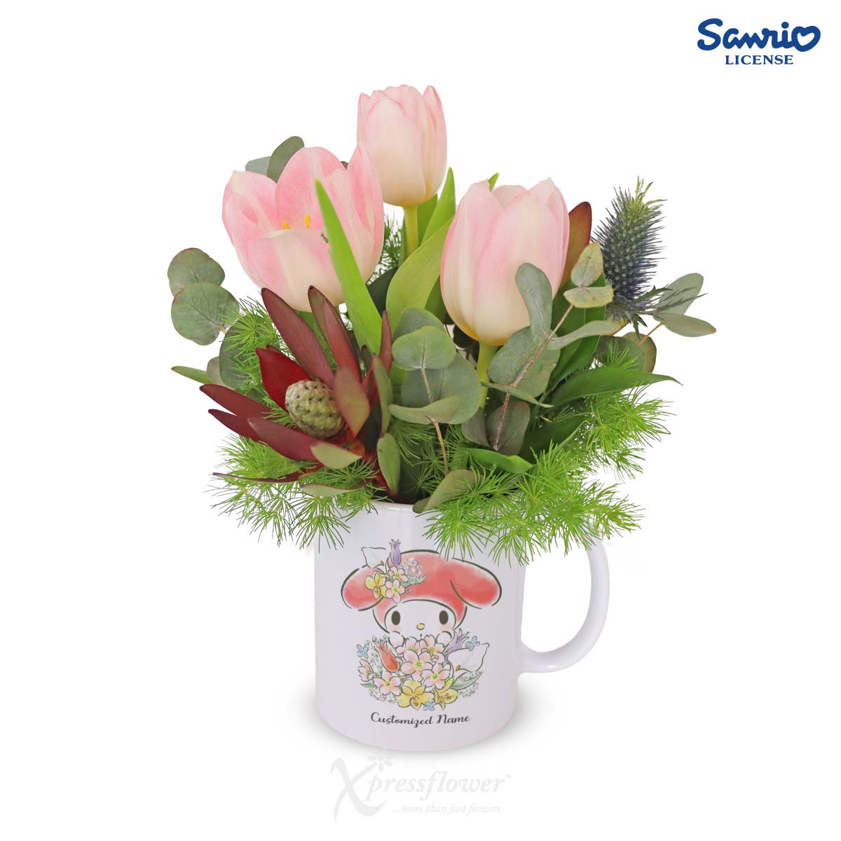Aries Florals (3 Pink Tulips with My Melody Personalised Mug - Aries)