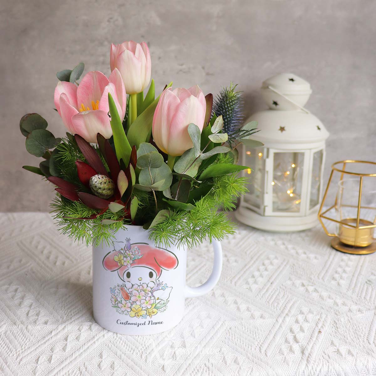 SNMG2312_Aries Florals 3 Pink Tulips with My Melody Personalised Mug Aries 3a
