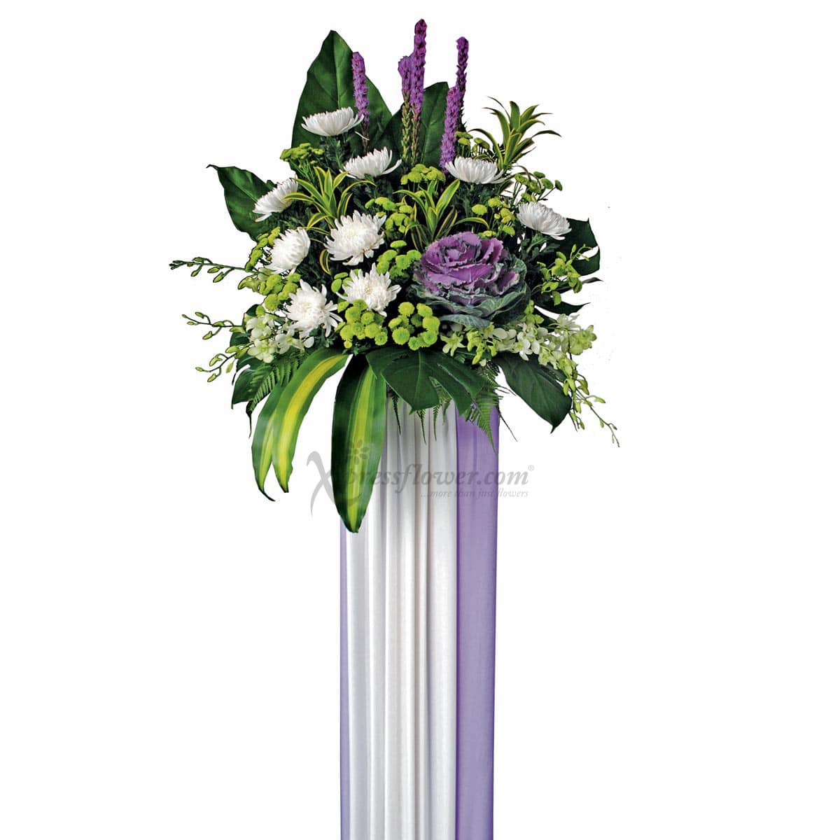 SC1118 Mellow Melancholy Cabbage Chrysanthemum Wreath Funeral & Condolence Flower Stands
