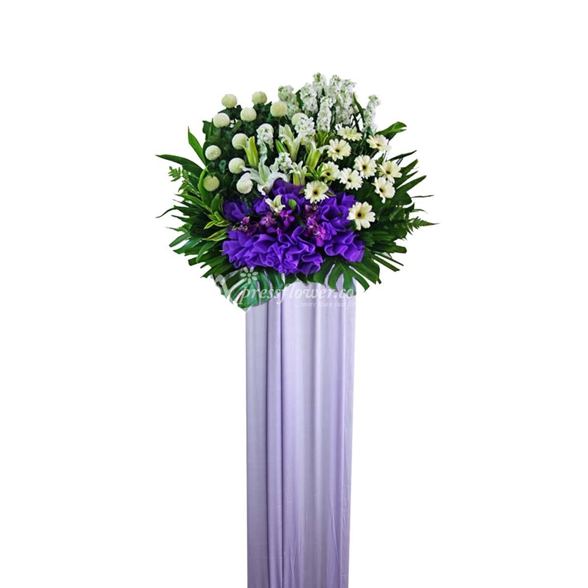 SC1404 Charming Consolation Matthiola Lilies Gerbera Wreath Funeral & Condolence Flower Stands