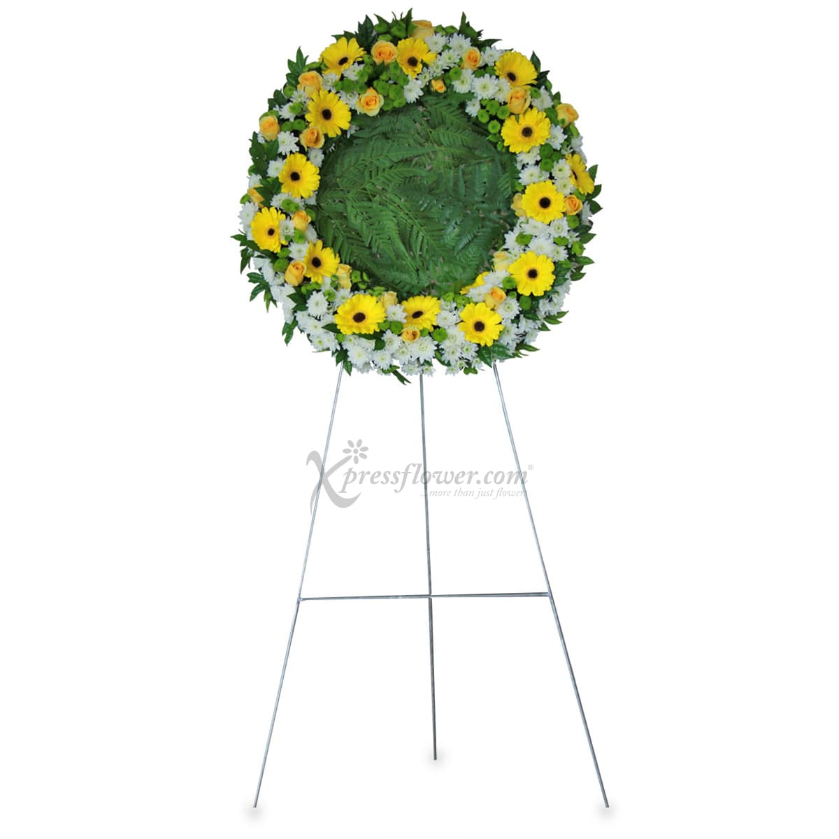 SC1715 Peaceful Departure Yellow Gerberas  Wreath Funeral & Condolence Flower Stands