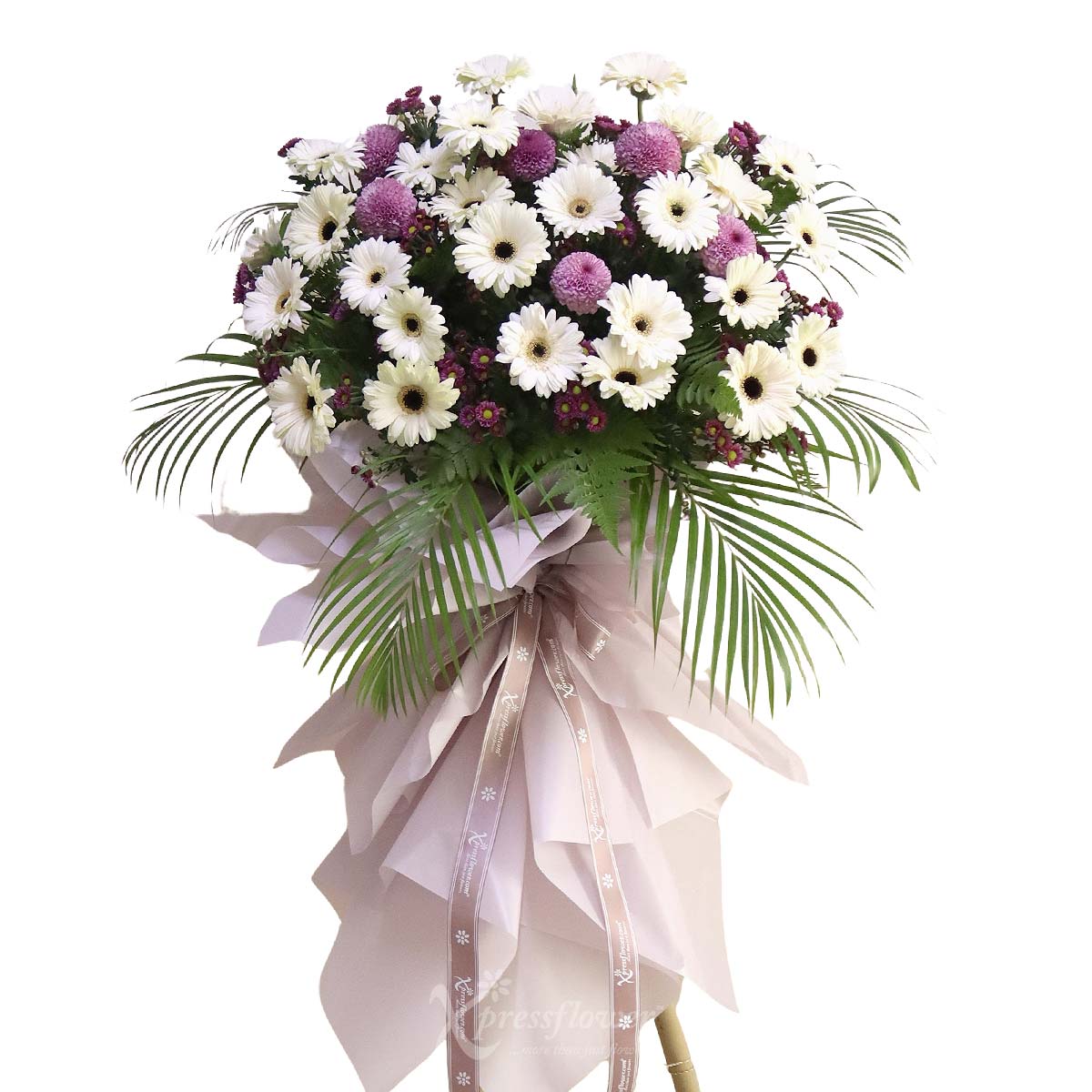 WSC2503 Purple Solace Funeral Condolence Flower Stand 1b