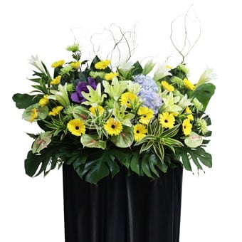 Comforting Embrace Funeral Condolence Flower Stand (L: 110cm)