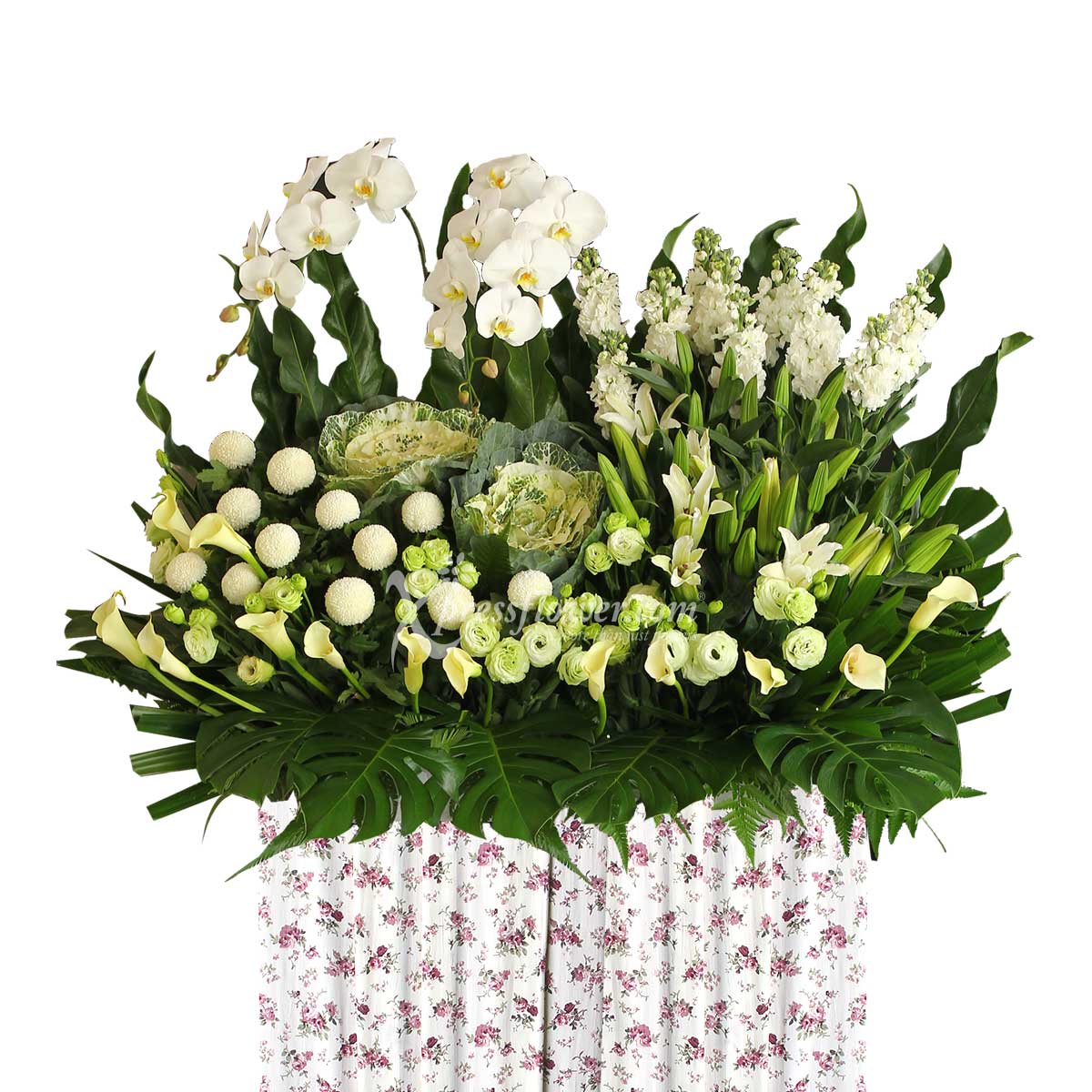 With Love and Remembrance Funeral Condolence Flower Wreath (L: 110cm)