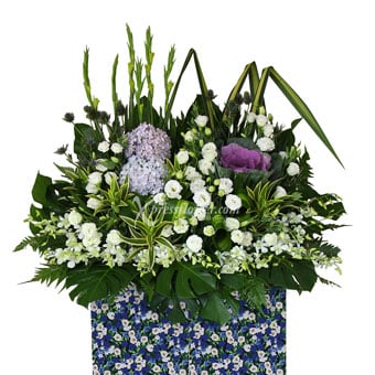 Thoughts of Comfort Funeral Condolence Flower Wreath (L: 95cm)