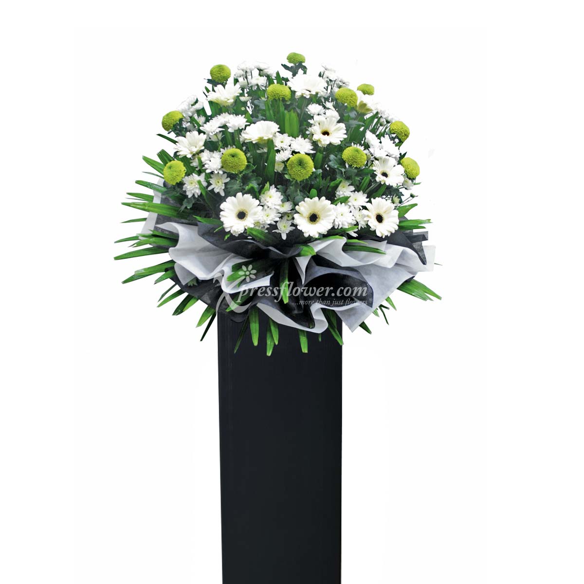 WSC1112 Safe Journey Gerberas Pom Poms  Wreath Funeral & Condolence Flower Stands