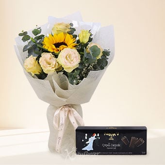 Cocoa Glow (1 Sunflower with Maxim's 18 Lace Crepes)