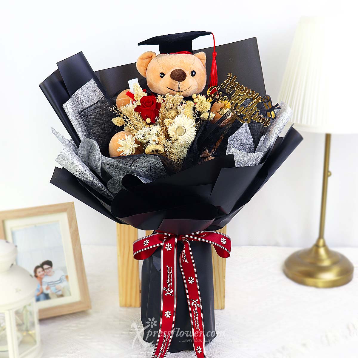 CT2304 Towards Excellence (Preserved Flowers with 7" Graduation Bear) 3a