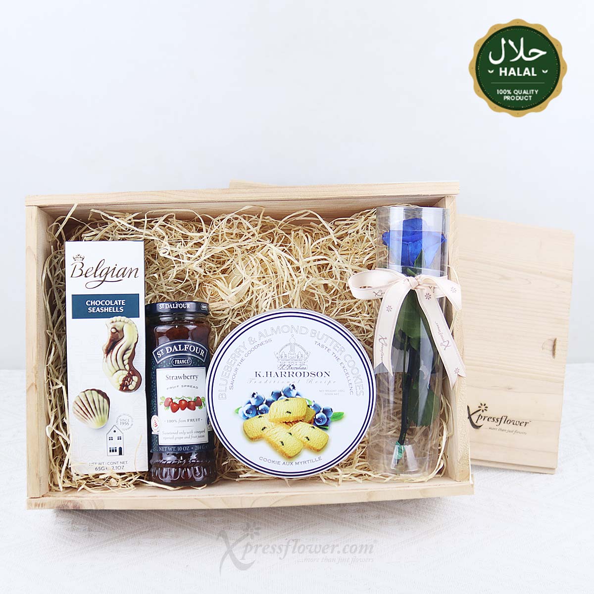 Savoury Bloom (Preserved Rose with Sweet Treats Gift Box)
