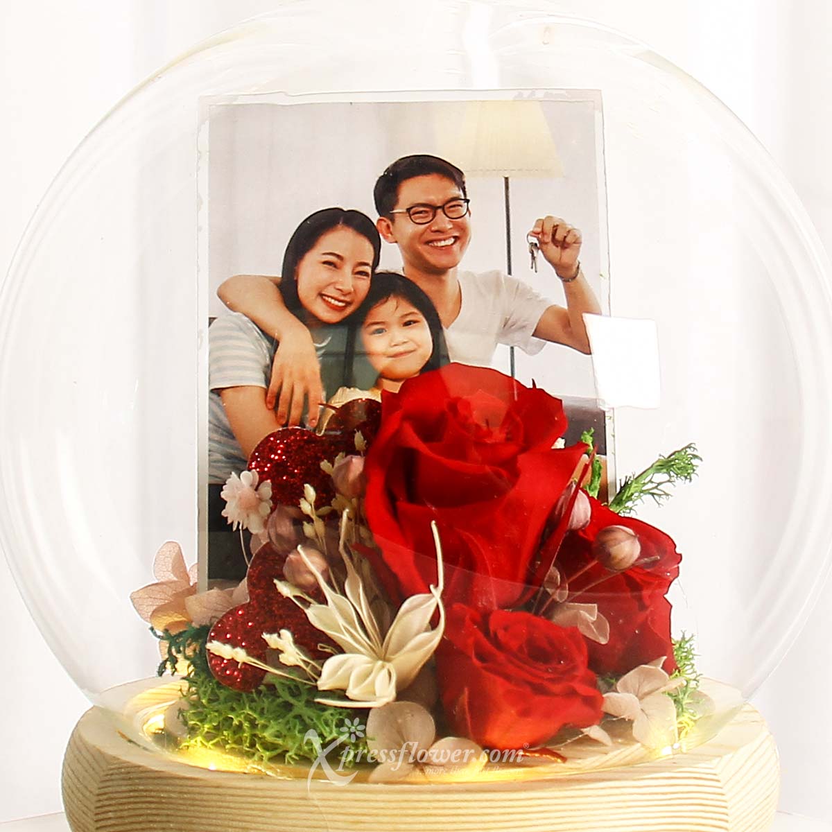 PR2134 You Are My World Preserved Flower Dome with Photo 1b