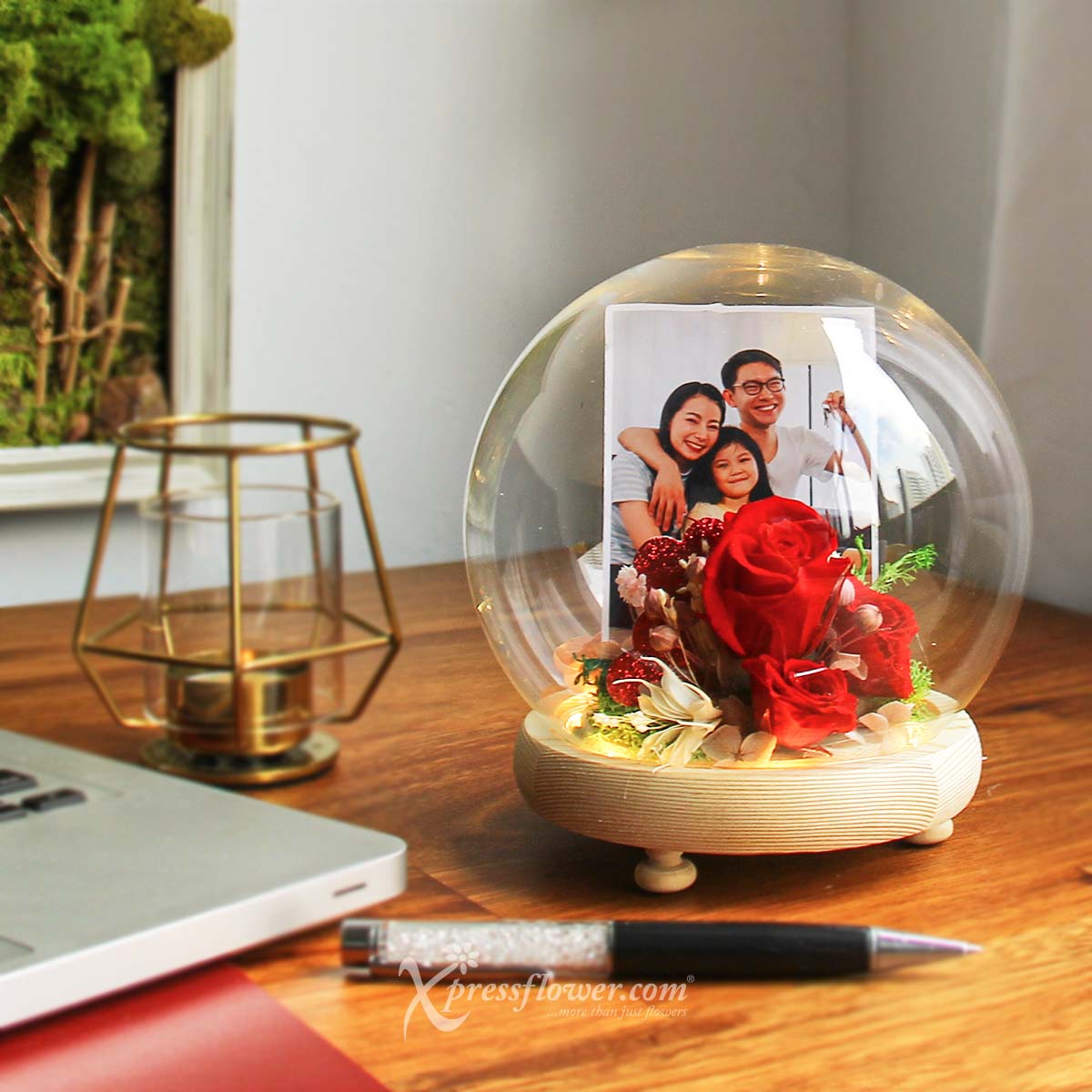 PR2134 You Are My World Preserved Flower Dome with Photo 3a