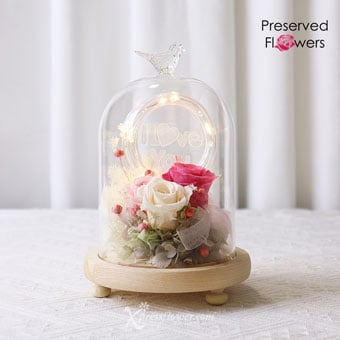 PR2303 Wondrous Juliet (Preserved Roses with ' I Love You' LED Light)