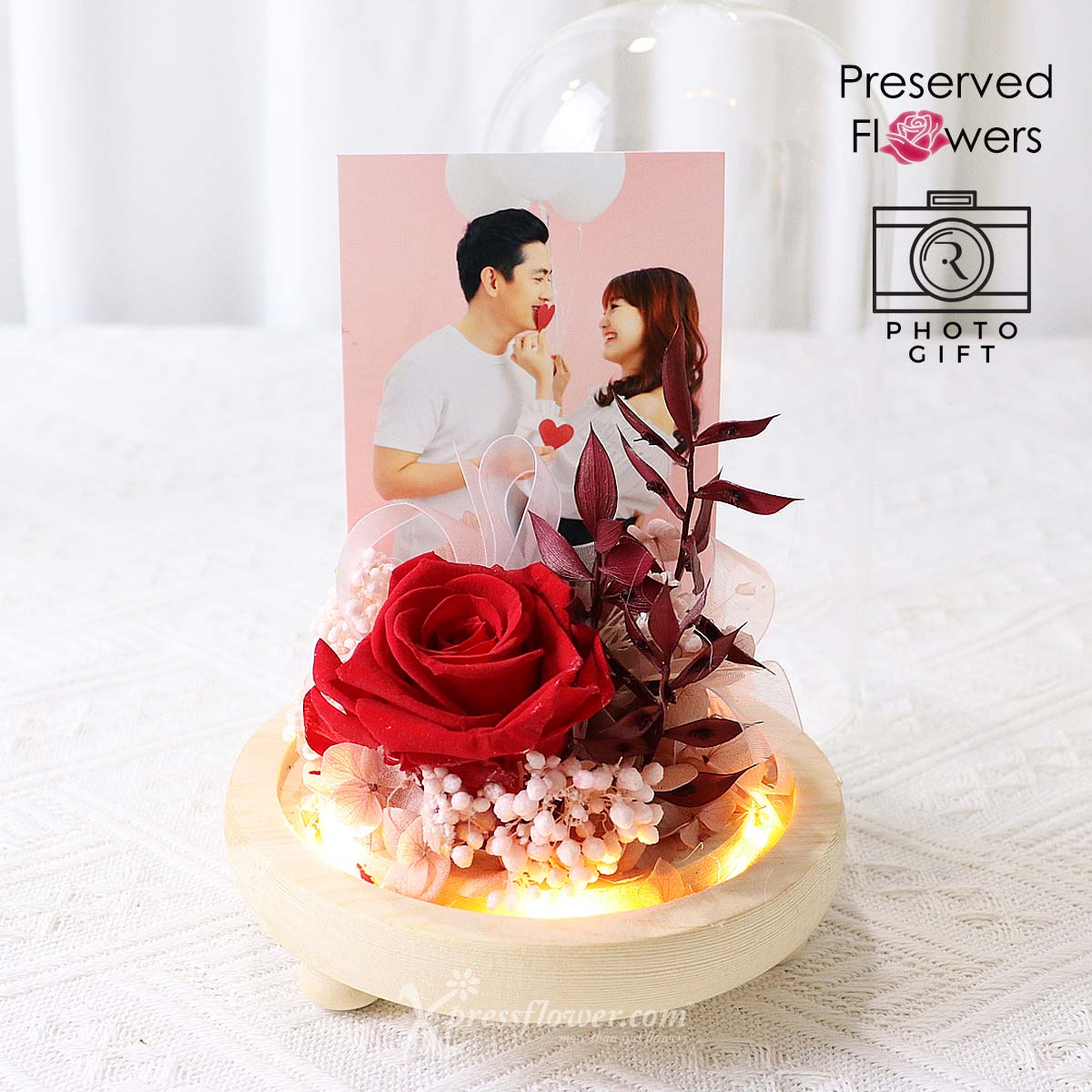 PR2305 Everlasting Romance (Preserved Flowers with Personalised Photo) 1b