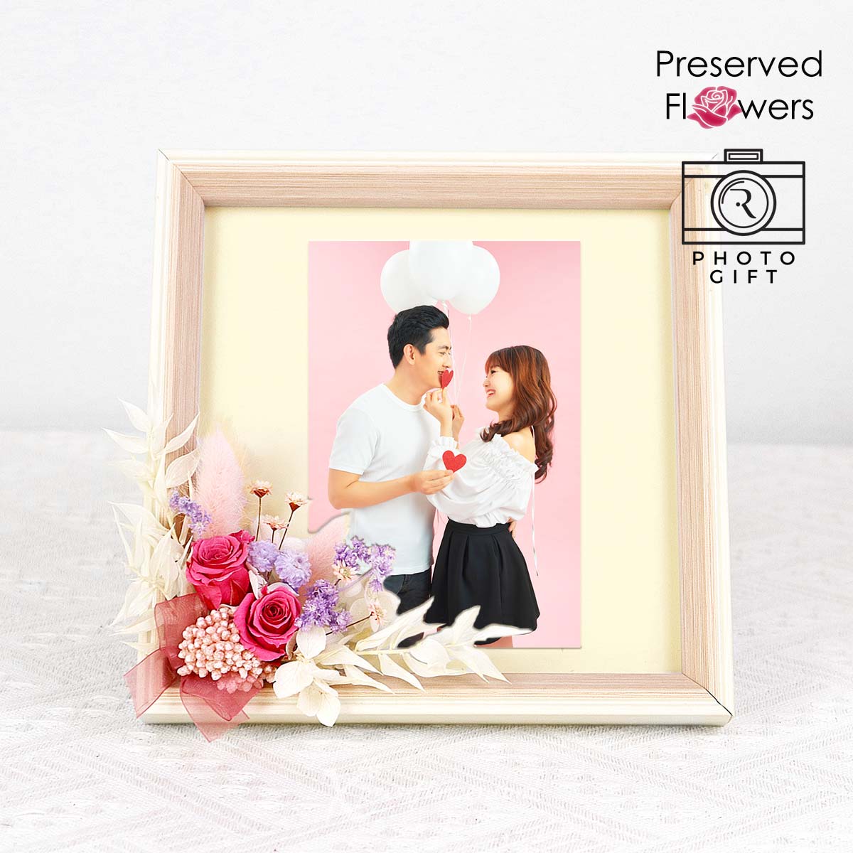 Sweet Memories (Preserved Flowers Photo Frame with Personalised Photo)