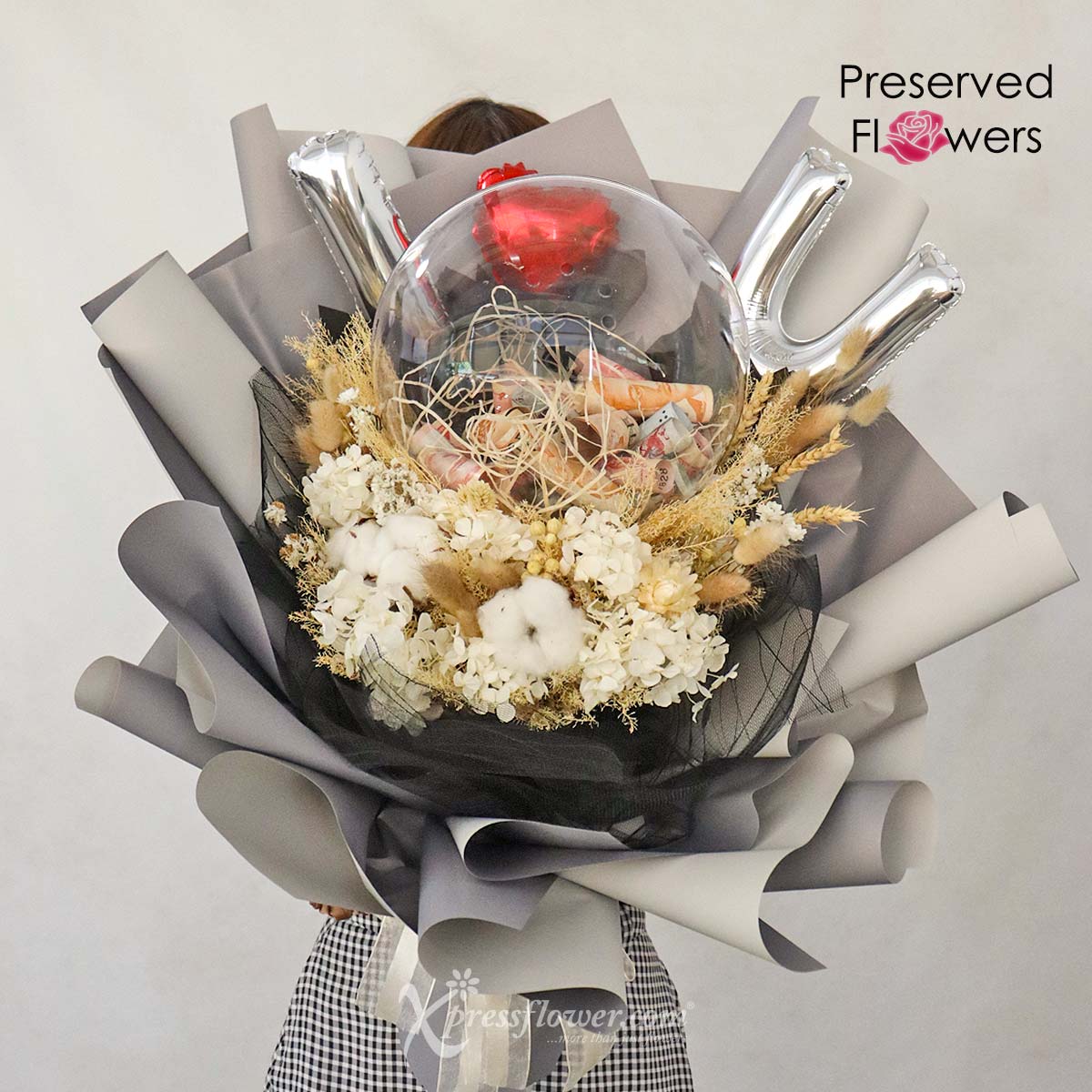 PR2319 Eternal Enchantment (Preserved Flowers with I Love You" Balloons) 1b