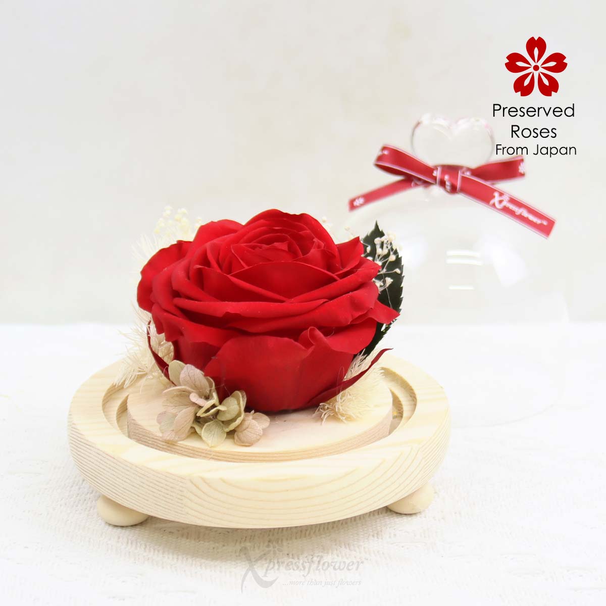 PR2507 Blooming Heart Preserved Red Rose 1b