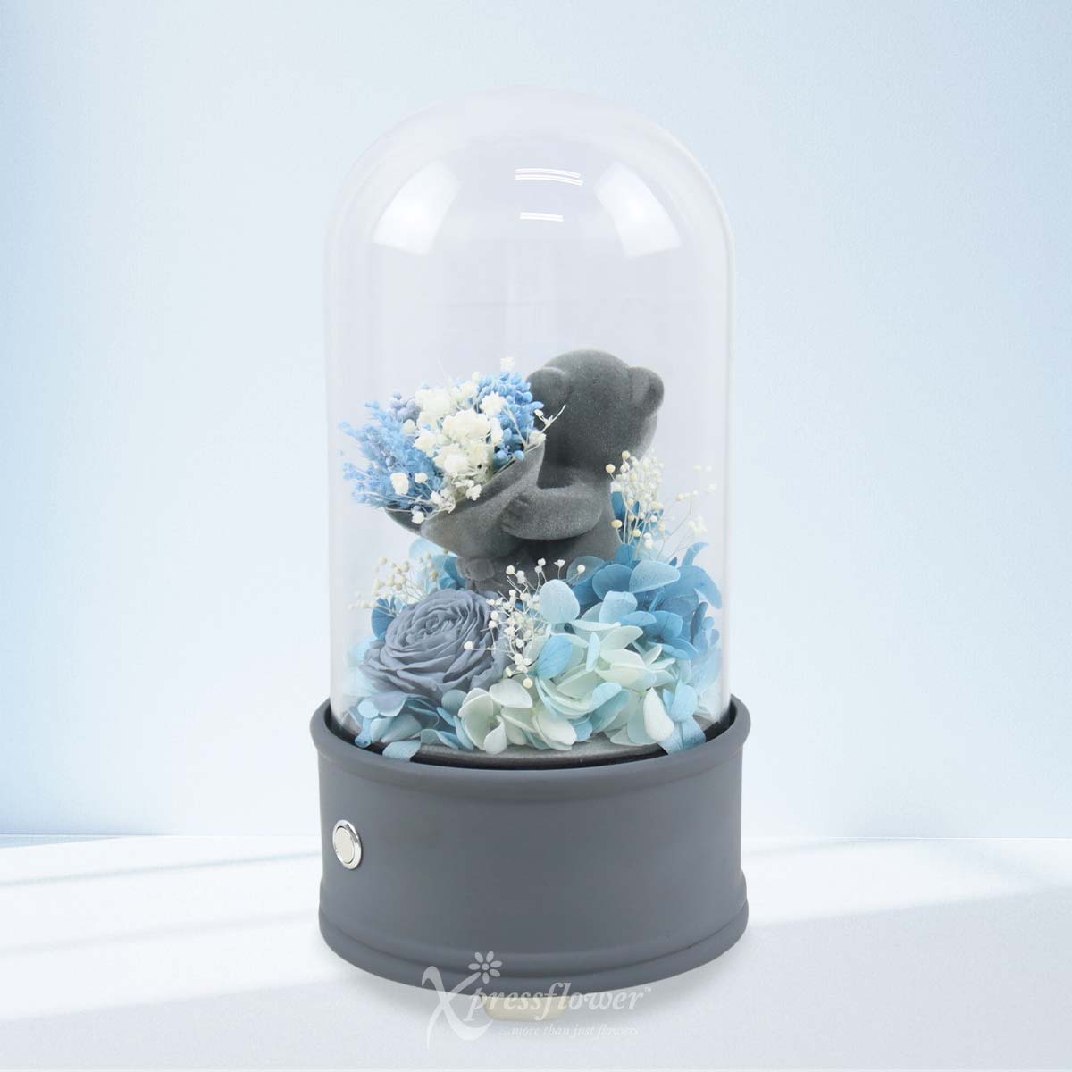 Blue Embrace (Preserved Flower with Bear Bluetooth Speaker)