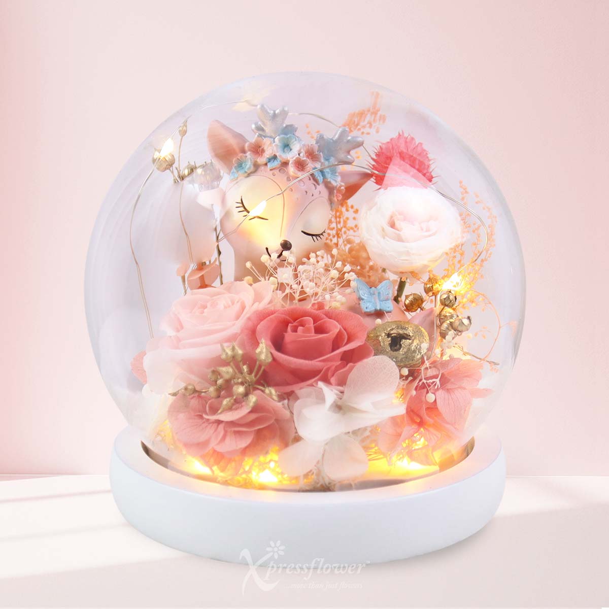 Enchanted Grace (Preserved Flowers with Deer Figurine)