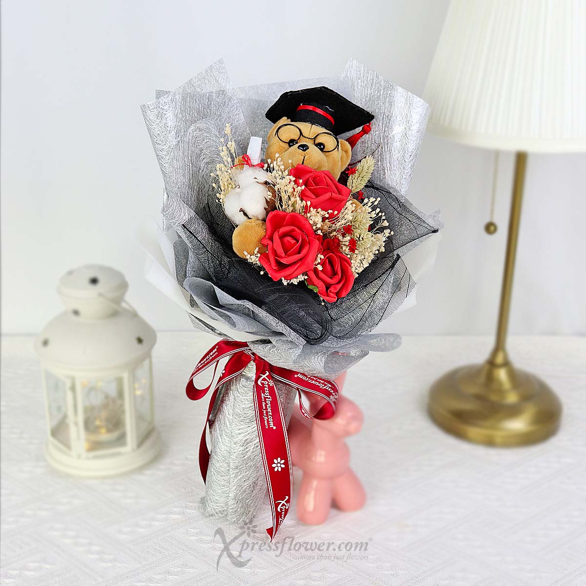 CT2301 Spongeneous Graduate (Sponge Roses with 4.5" Graduation Bear) 3a