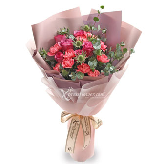 Freya (6 Yam Roses & 10 Pink Carnations)