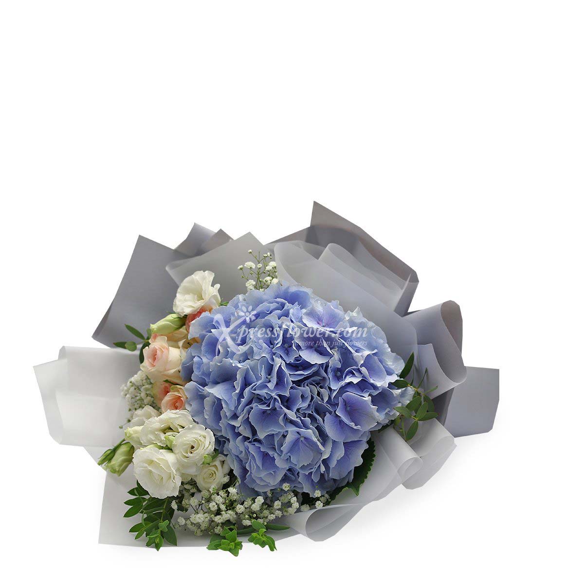 bq1934 lively heart 1 Light Blue Hydrangea 6 Pink Roses 1b