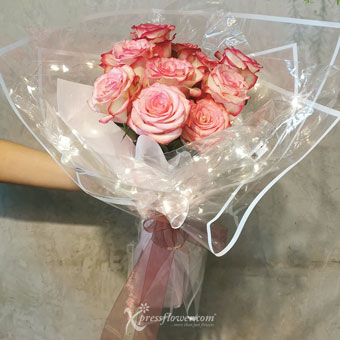Blossoming Blushes (12 2-Tone Pink Roses) 