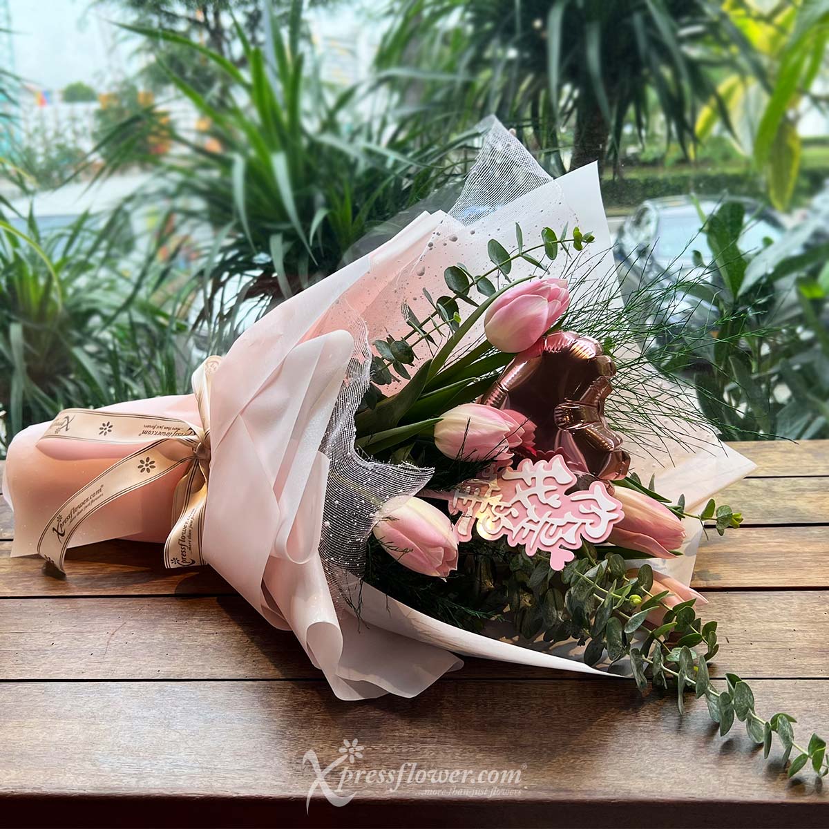 BQ2246 Purely Love 5 Pink Tulips 3b