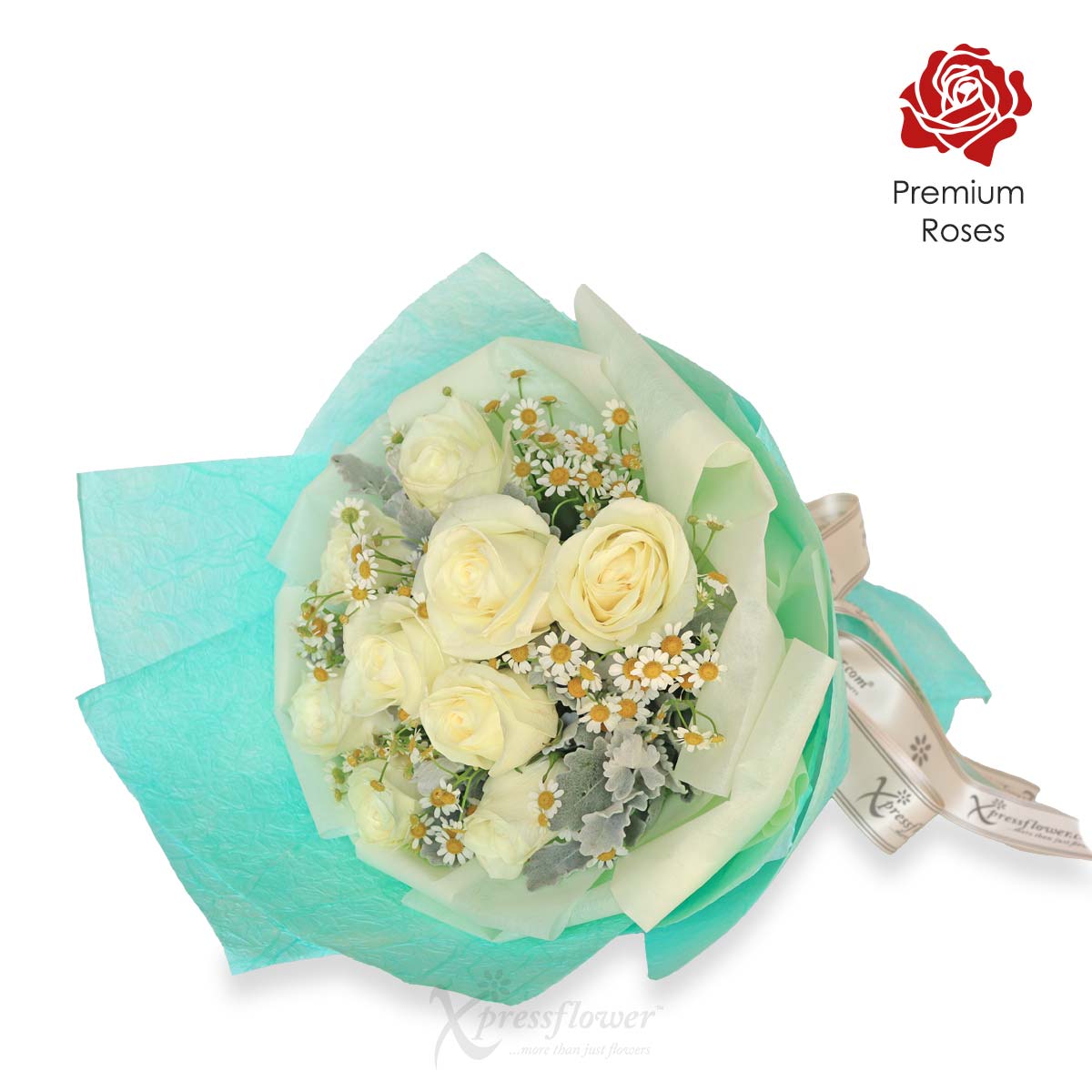 BQ2338 Pearly Serenade 9 White Roses new 1b