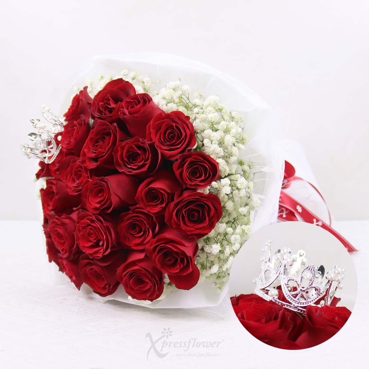 Scarlet Passion (24 Red Roses with Mini Crown)