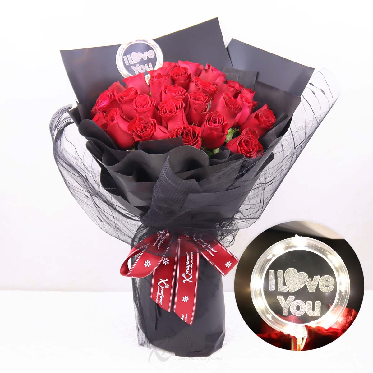 Romance Bliss (38 Red Roses with "I Love You" LED Light)