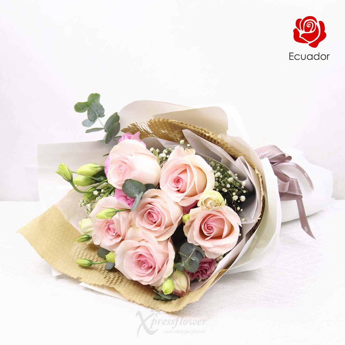 BQ2517 Sweet Embrace 6 Pink Ecuador Roses 1b