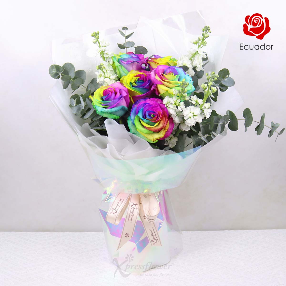 Chromatic Love (6 Rainbow Ecuador Roses)