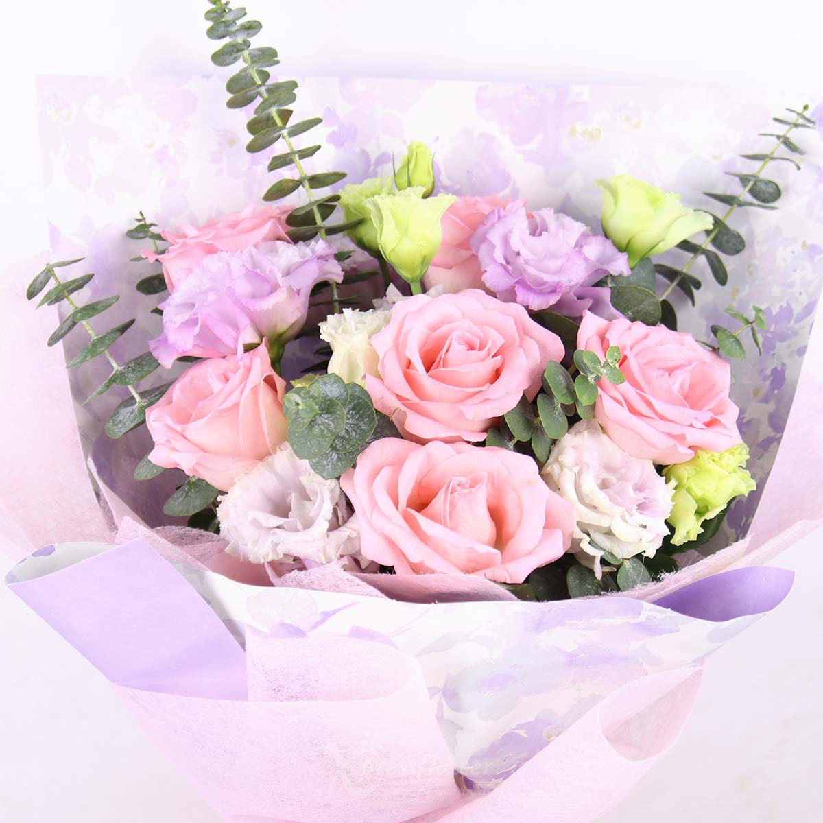 BQ2550 Pink Petals 6 Pink Roses 1c